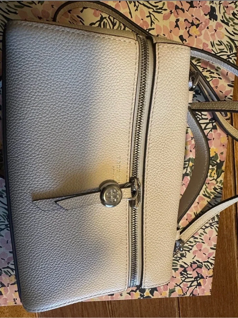 Tory Burch Leather Satchel with Top Handle and Crossbody Strap